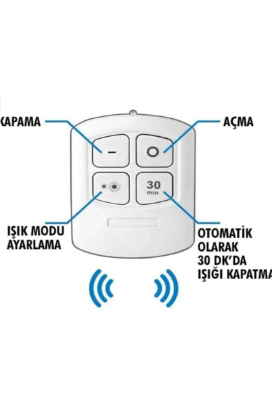 Voxify Pilli Uzaktan Kumandalı Yapışkanlı Kablosuz Pilli Led 3'lü Spot Lamba Beyaz Işık 6500K - Resim 3