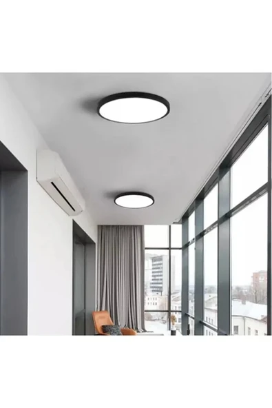 luxshome Modern Tavana Sıfır Led Avize Buz Beyazı Işık Salon Mutfak Oturma Odası Avize Siyah Metal Kasa - 7