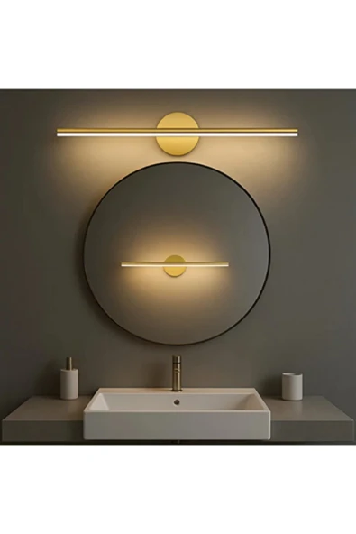 luxshome Modern Kablosuz Tak Çalıştır Ledli Pilli Aplik Banyo Tablo Ayna Aydınlatma Eskitme Gold Pil Dahildir - Resim 3