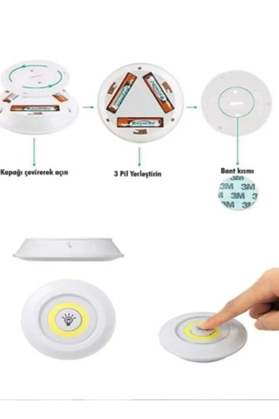 luxshome Masa Lambası Mutfak Tezgah Altı Banyo Dolabı Dolap Içi 3lü Kumandalı Ve Pilli Led Işık - 5