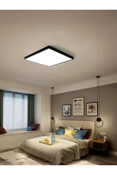 luxshome 18w Sıva Üstü Siyah Kasa Kare Metal Kasa Led Panel Sarı Işık Salon - Oturma odası - Yatak Odası - Resim 4