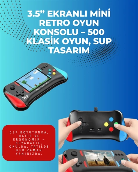 500 Retro Oyunlu Taşınabilir El Konsolu – X7M Modeli - Resim 2