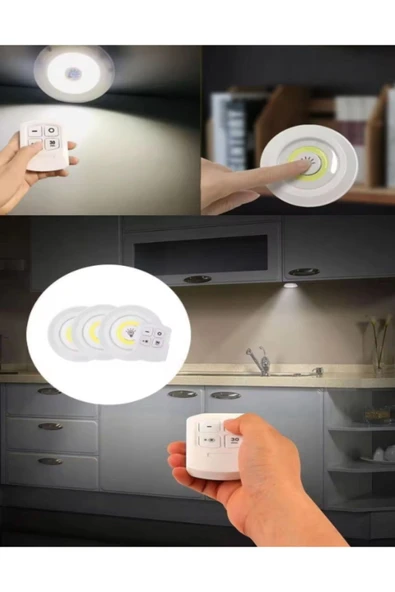Voxify Masa Lambası Mutfak Tezgah Altı Banyo Dolabı Dolap İçi Kablosuz 3Lü Kumandalı Ve Pilli Led Işık - 5