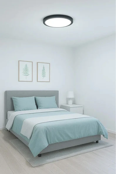 luxshome Modern Tavana Sıfır Led Lamba Buz Beyaz Işık Siyah Metal Kasa Salon Mutfak Oturma Odası Avize - Resim 3