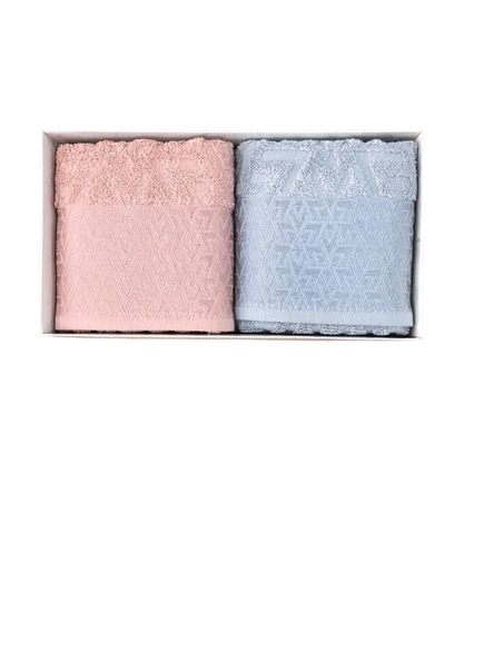 Royam Hazangülü %100 Pamuklu Jakarlı 2 Li El Yüz Havlusu Seti 50 x 90 ürün görseli