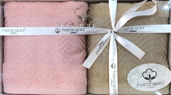 Royam Hazangülü %100 Pamuklu Jakarlı 2 Li El Yüz Havlusu Seti 50 x 90 - Resim 6