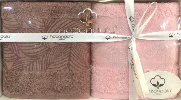 Royam Hazangülü %100 Pamuklu Jakarlı 2 Li El Yüz Havlusu Seti 50 x 90 - Resim 2