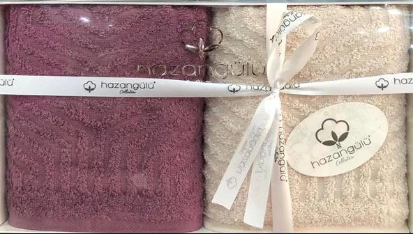 Royam Hazangülü %100 Pamuklu Jakarlı 2 Li El Yüz Havlusu Seti 50 x 90 - Resim 3