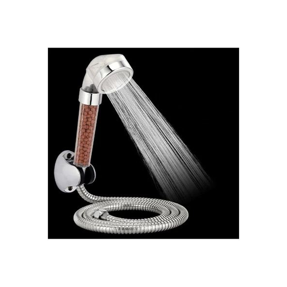 Filtreli Ve Su Tasarruflu Arıtmalı Duş Başlığı Seti Boncuklu Başlık Hortum Ve Mafsal Set - Resim 2