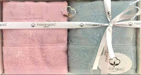 Royam Hazangülü %100 Pamuklu Jakarlı 2 Li El Yüz Havlusu Seti 50 x 90 - Resim 7