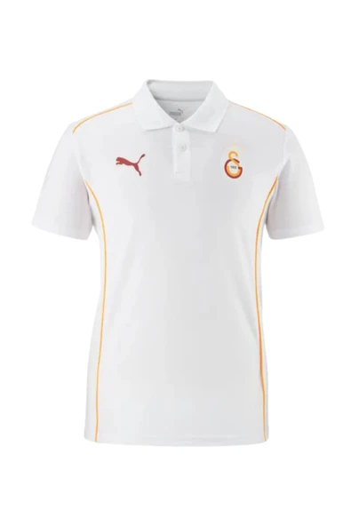 Galatasaray Orijinal Lisanslı A-Takım UV Bakılı Kişiye Özel Polo Yaka Beyaz T-Shirt - Resim 2
