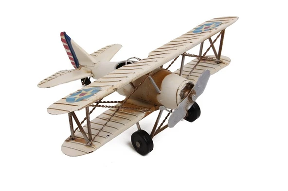 Dekoratif Metal Uçak Çift Kanatlı ürün görseli