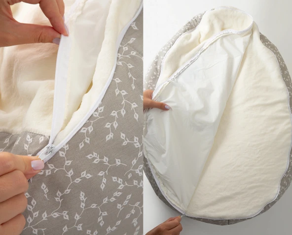 Babyjem Fasulye Yatak Gri Çiçek - 4