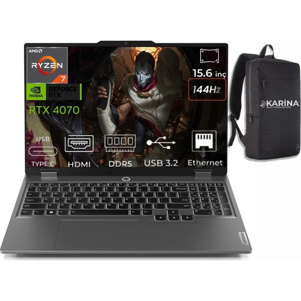 Loq Amd Ryzen 7 7435HS 83JC00BTTR-078 32GB 1tb+1tb RTX4070 8gb Windows 11 Pro 15.6" Fhd Taşınabilir Bilgisayar - Resim 2