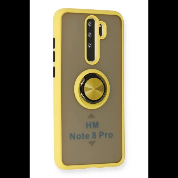 Joy Tekno Xiaomi Redmi Note 8 Pro Kılıf Montreal Yüzüklü Silikon Kapak - Sarı - 2