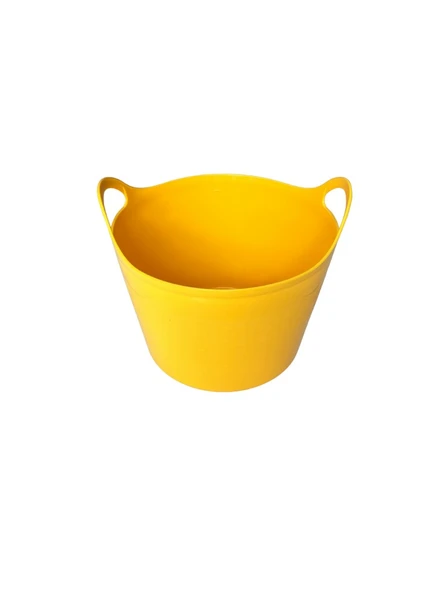 Sarı, Esnek Plastik Kova – 20 Litre, Temizli Kovası, Esneyebilen Oyuncak ve Çamaşır Sepeti - 1