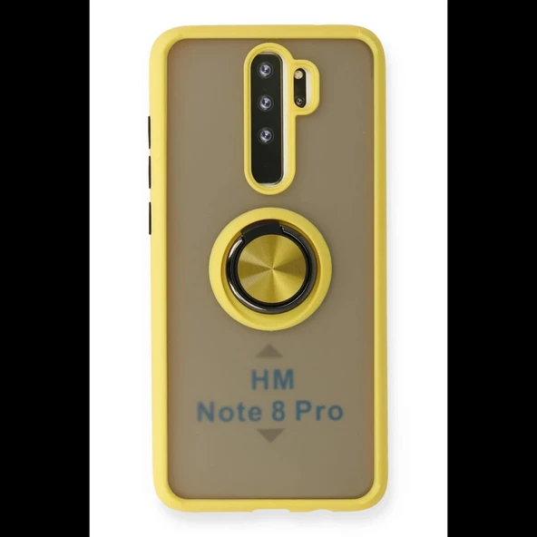Joy Tekno Xiaomi Redmi Note 8 Pro Kılıf Montreal Yüzüklü Silikon Kapak - Sarı - 1