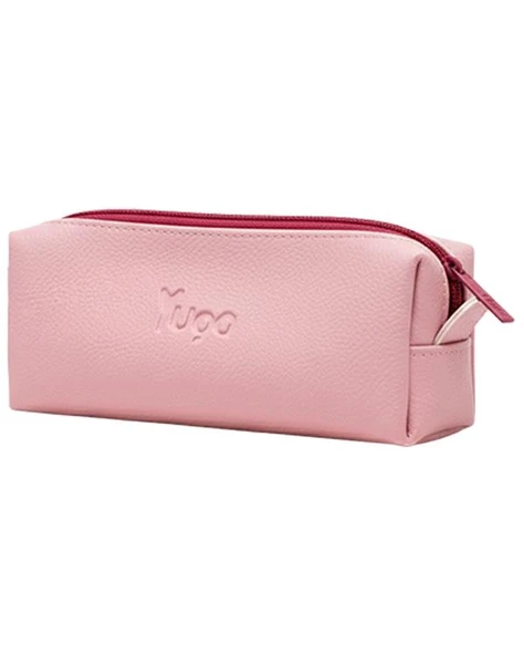 Yuga Tek Gözlü Suni Deri Kalem Çantası Pembe - Resim 3