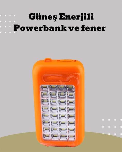 Güneş Paneli Destekli Powerbank ve LED Işıldak – 10000 mAh, Çift USB, Outdoor Kullanım İçin - Resim 2