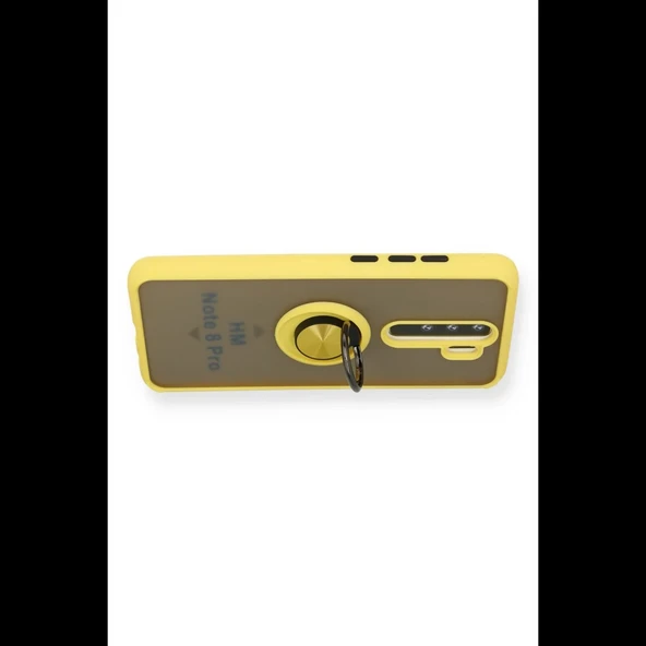 Joy Tekno Xiaomi Redmi Note 8 Pro Kılıf Montreal Yüzüklü Silikon Kapak - Sarı - 3