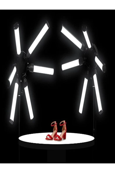 Katlanabilir 6 Kollu LED Stüdyo Işık  120 W Yüksek Parlaklık, 3200K 5600K Renk Ayarı, Tripod ve Taşıma Çantası 2.10 CM Tripod Ayak Canlı Yayın Işığı - 3