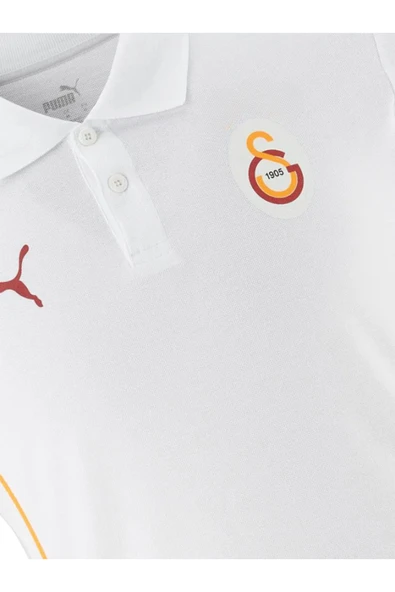 Galatasaray Orijinal Lisanslı A-Takım UV Bakılı Kişiye Özel Polo Yaka Beyaz T-Shirt - Resim 3