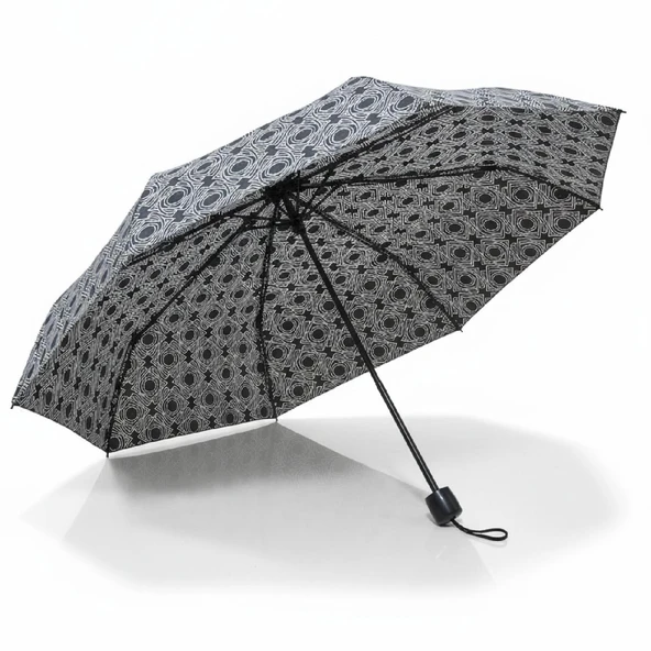 CCL Manuel Kısa 8 Telli Pongee Kumaş Desenli Şemsiye (103G-3) GKH - Resim 3