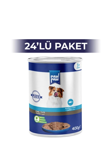 Paw Paw Pate Balıklı Yetişkin Köpek Konserve Maması 400 gr 24 Adet - 1