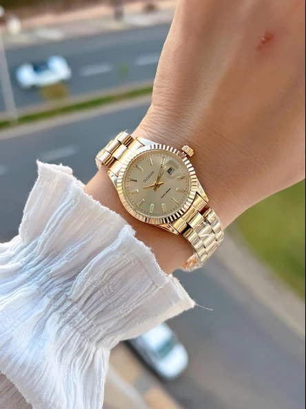 Coliseum Çelik Kordon Takvimli Kadran Özel Tasarım Vintage Seri Kadın Kol Saati+Bileklik PS.8341.M1 - Resim 2