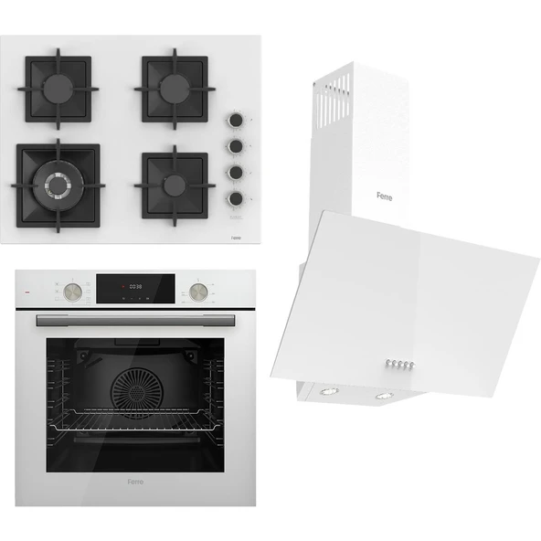 Ferre Flameart Sc Serisi Beyaz Set (SC406-WFA + QMS63CB +D087 ) - 65 Cm'lik Kare Döküm Izgara-Wok - 1