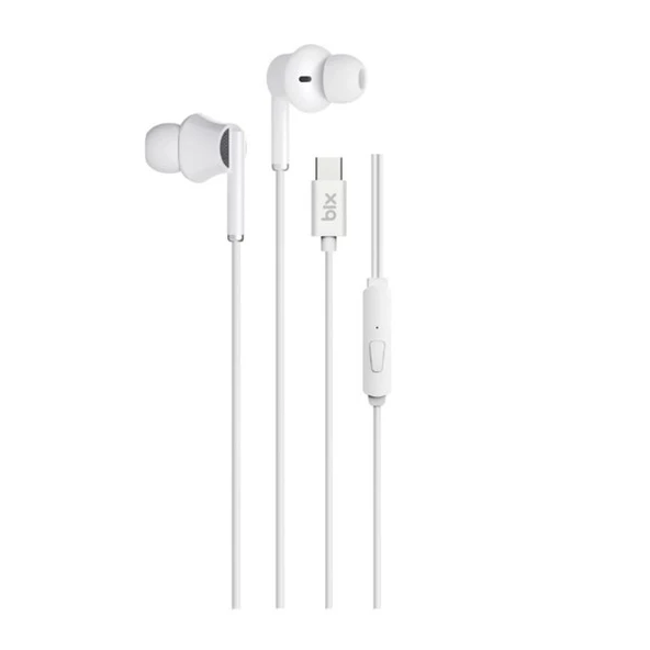 <![CDATA[BİX HF01C-WE Type-C Beyaz 14MM EXTRA BASS KULAKİÇİ Mikrofonlu Kulaklık]]> - 2