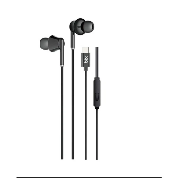<![CDATA[BİX HF01C-BK Type-C Siyah 14MM EXTRA BASS KULAKİÇİ Mikrofonlu Kulaklık]]> - 2