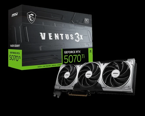 MSI GEFORCE RTX 5070 TI 16G VENTUS 3X OC GDRR7 256BİT VGA ürün görseli
