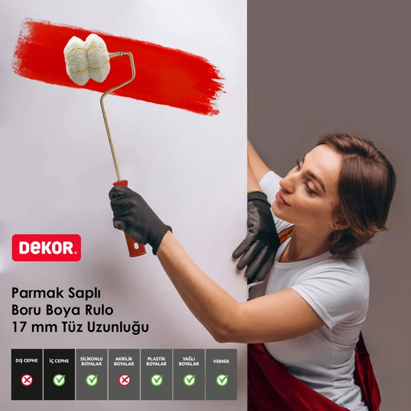 Dekor-1088 Eksport 8 cm Çap 14 mm Tüylü Yaylı Saplı Boru Boyama Rulosu 7 cm - Resim 2