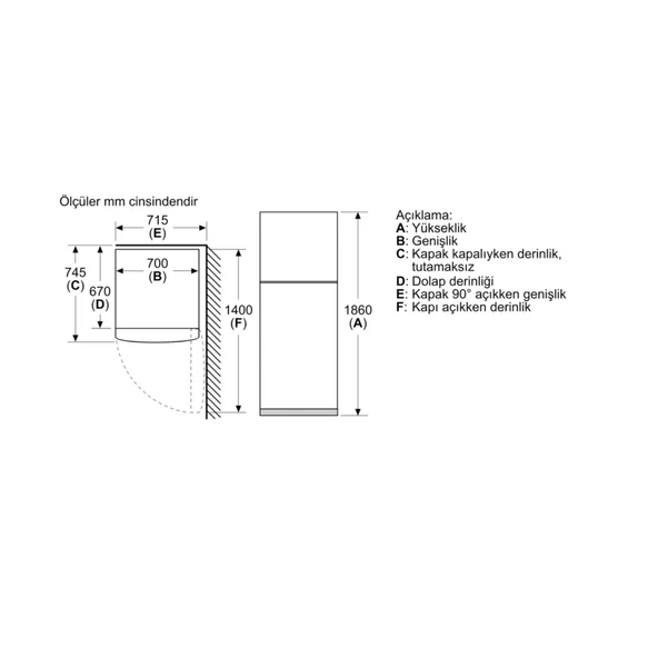 Bosch KDN55XWE0N Üstten Donduruculu No Frost Buzdolabı - Resim 7