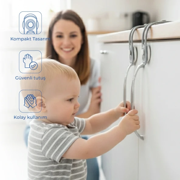 Babyjem Mini Çok Amaçlı Kilit 2 Adet Gri ürün görseli 1