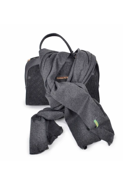 Elegansa Omuz Atkısı Kaşmir Dokulu Şıklık Ve Sıcaklık Bir Arada - Lüks, Yumuşak Ve Trendy! Füme - 3