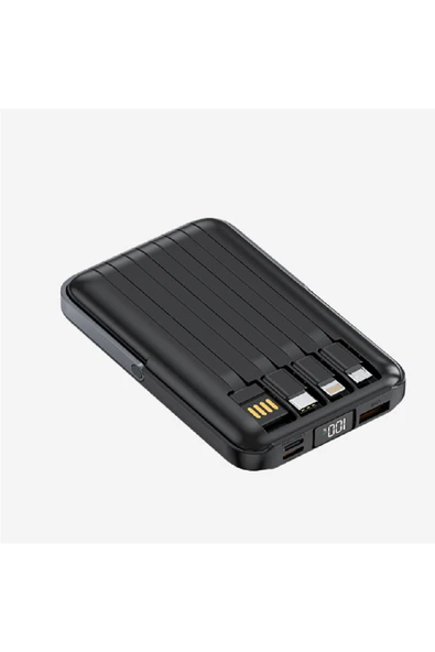 WF27 Mini Led Ekranlı Çoklu Kablolu 10000 mAh Wireless Şarjlı Powerbank - 2