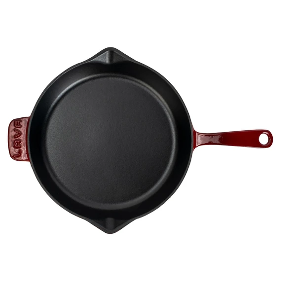 Lava Döküm Yuvarlak Kızartma Tavası Döküm Demir Yekpare Saplı. Çap(Ø)30cm-Bordo - Resim 3