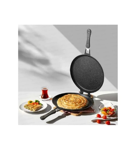 Granit Döküm Tava Çift Taraflı Balık Tavası Döküm 28 cm - Resim 2