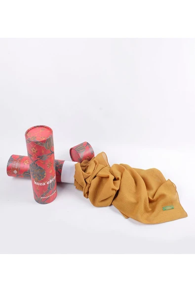 Krınkıl Şal, Özel Hediye Kutulu, Nefes Alan, Esnek Ve Kolay Şekil Hafif Tasarım Hardal - 3