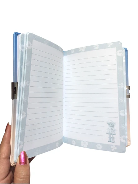 Sevimli Kız Hatıra Defteri (Günlük) Kilitli Defter 80 yaprak - Sarışın Kız - Resim 3