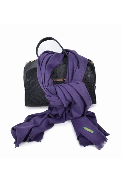 Elegansa Omuz Atkısı Kaşmir Dokulu Şıklık Ve Sıcaklık Bir Arada - Lüks, Yumuşak Ve Trendy! Koyu Mor - 3