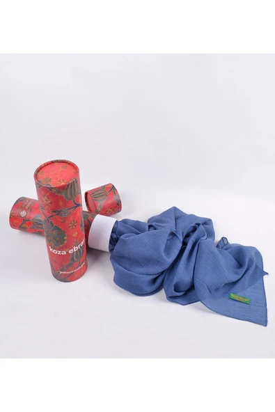 Krınkıl Şal, Özel Hediye Kutulu, Nefes Alan, Esnek Ve Kolay Şekil Hafif Tasarım Indigo - 3