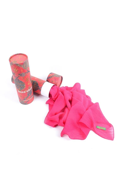 Krınkıl Şal, Özel Hediye Kutulu, Nefes Alan, Esnek Ve Kolay Şekil Hafif Tasarım Fuşya - 3