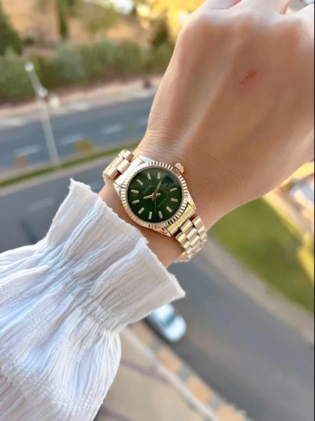 Coliseum Çelik Kordon Takvimli Kadran Özel Tasarım Vintage Seri Kadın Kol Saati+Bileklik PS.8341.M5 - Resim 2