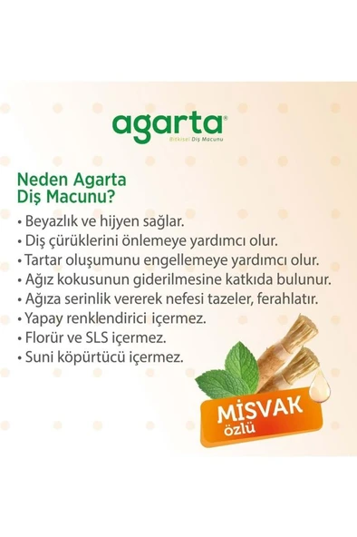 Agarta Doğal Diş Macunu 100ML Misvak özlü - 5