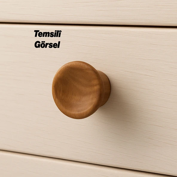 Alegro Düğme 10 Adet Set Açık Ceviz Plastik Tek Vidalı Mutfak Dolabı Çekmece Dolap Kulpu Kulbu Model - Resim 2