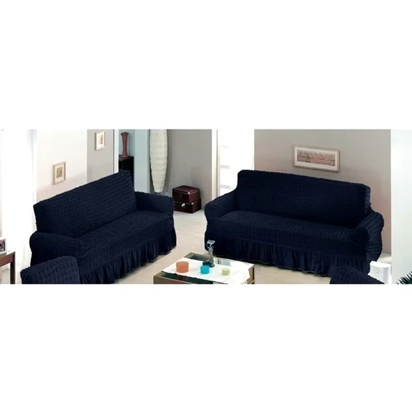 Altın Kelebek Bürümcük Koltuk Örtüsü Maxi Çekyat (3+3)-Siyah ürün görseli