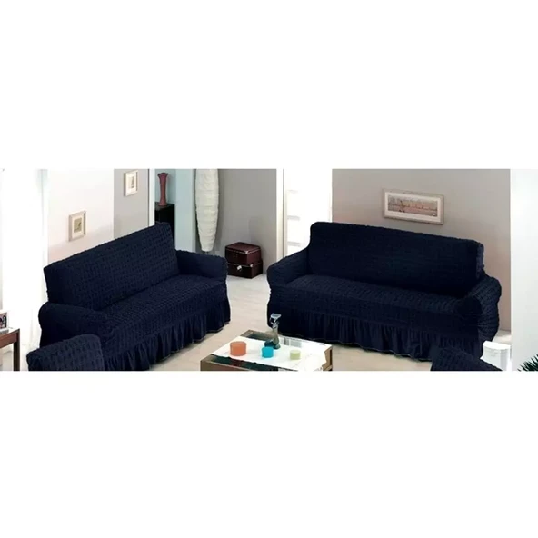 Altın Kelebek Bürümcük Koltuk Örtüsü Maxi Çekyat (3+3)-Siyah - Resim 2